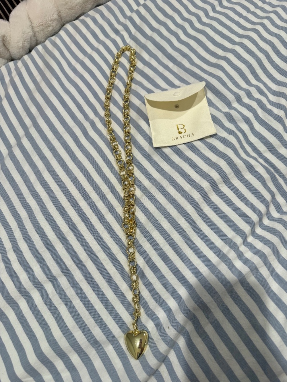 NEW Bracha Rowan Heart Lariat Necklace, gold